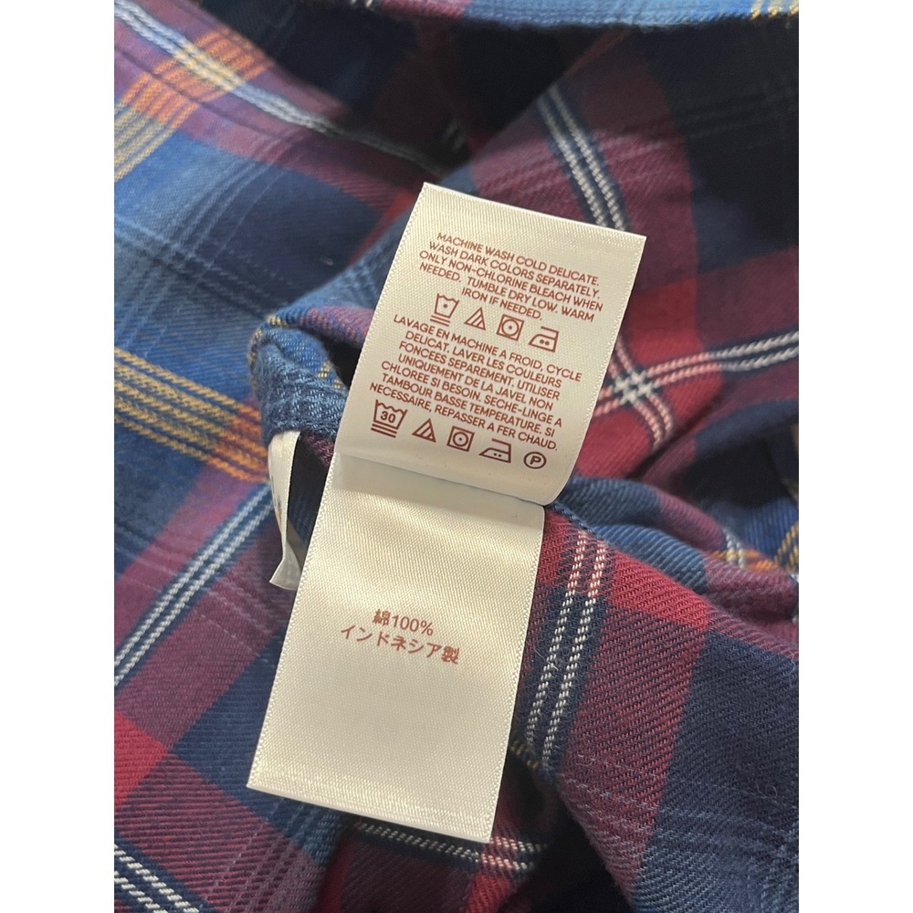 Blake Shelton x Lands End Womens Blue Burgundy Plaid Flannel Shirt Medium 10-12 - Picture 8 of 8